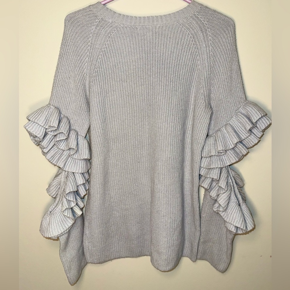 BP Soft Blue Open Elbow Ruffle Sweater - Picture 5 of 5